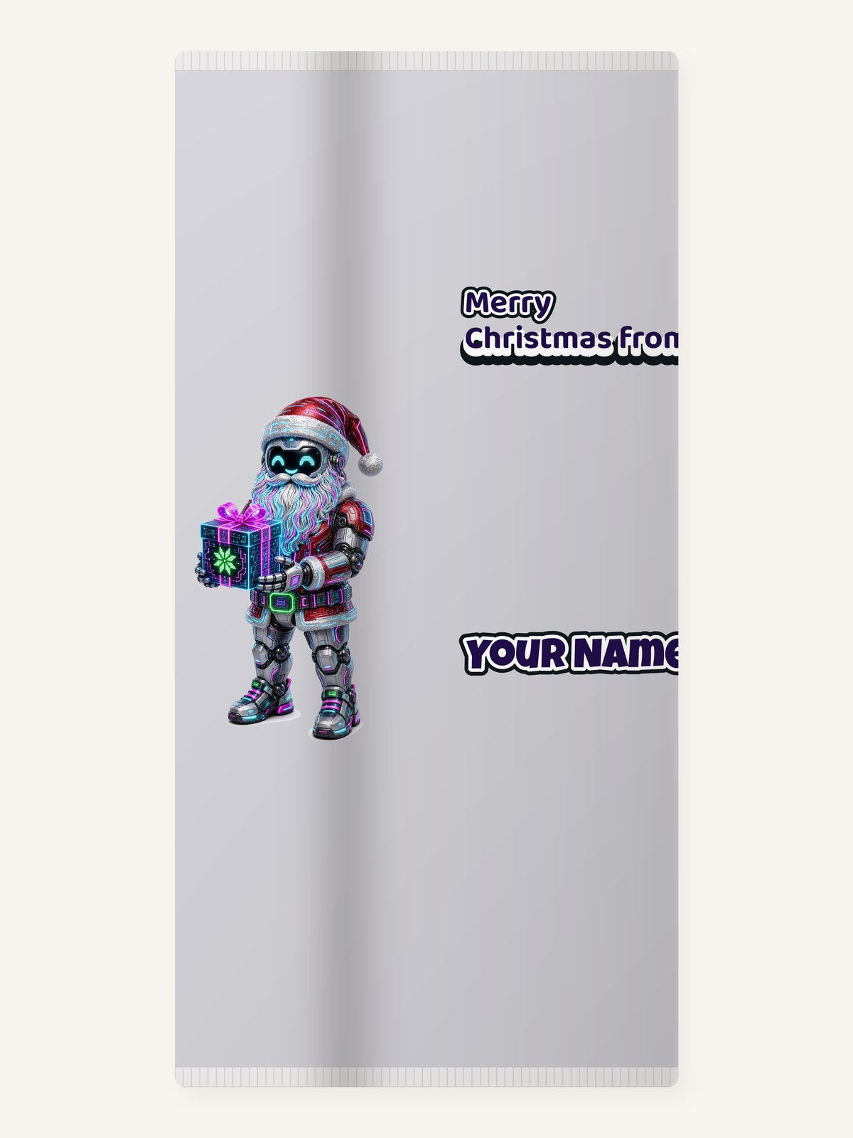 Neon Robot Santa Personalised Beach Towel