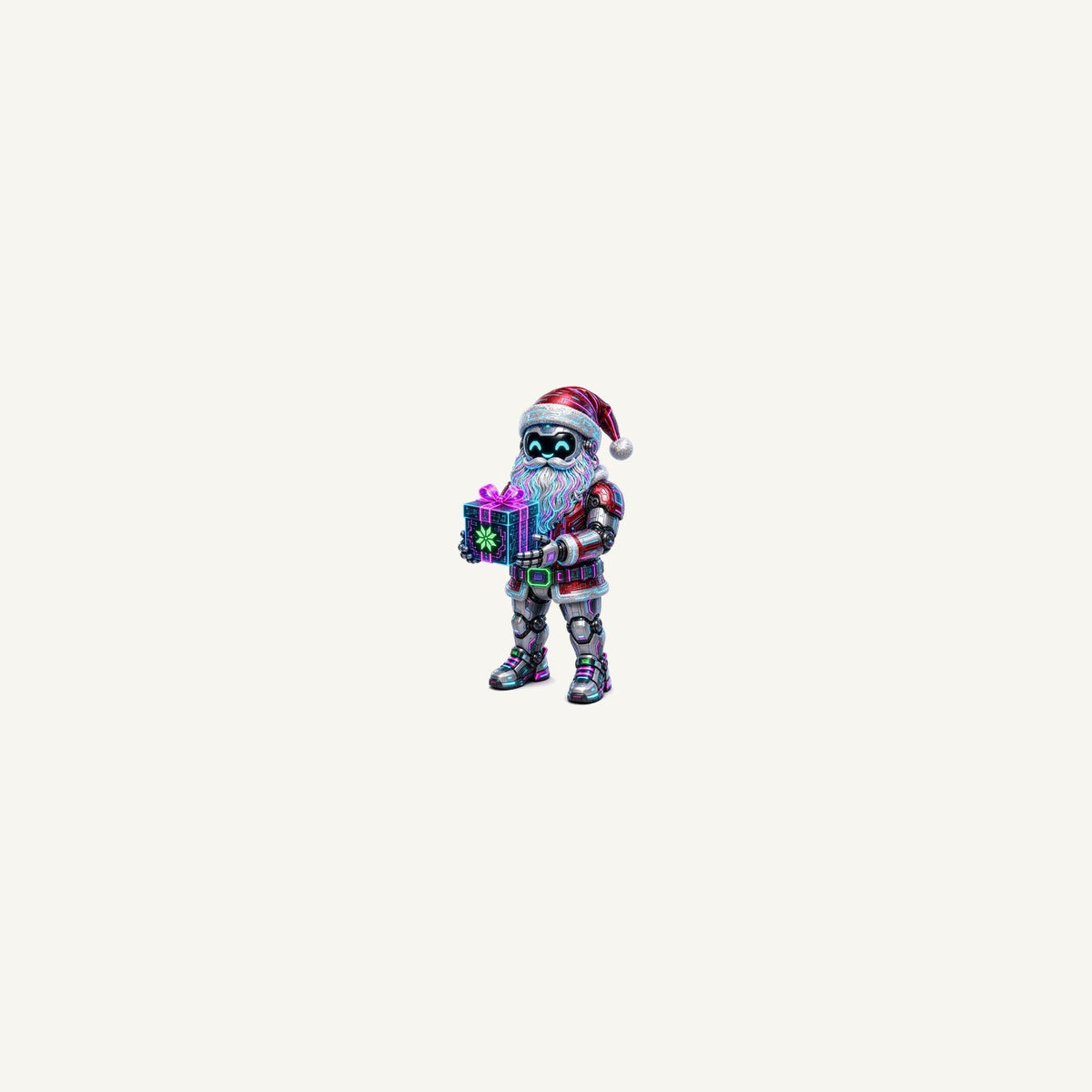 Neon Robot Santa Personalised Beach Towel