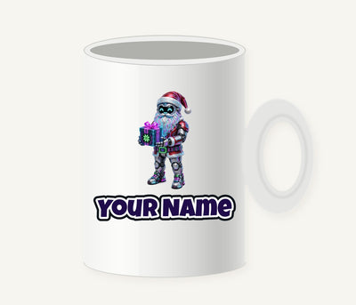 Neon Robot Santa Personalised Christmas Mug