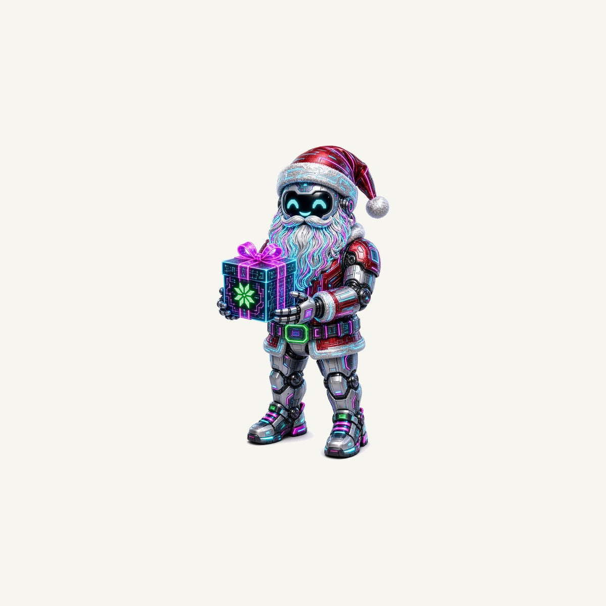 Neon Robot Santa Personalised Christmas Mug