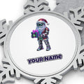 Neon Robot Santa Personalised Pewter Christmas Ornament