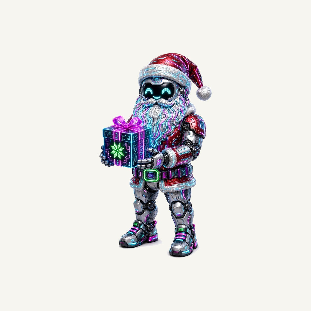 Neon Robot Santa Personalised Santa Sack