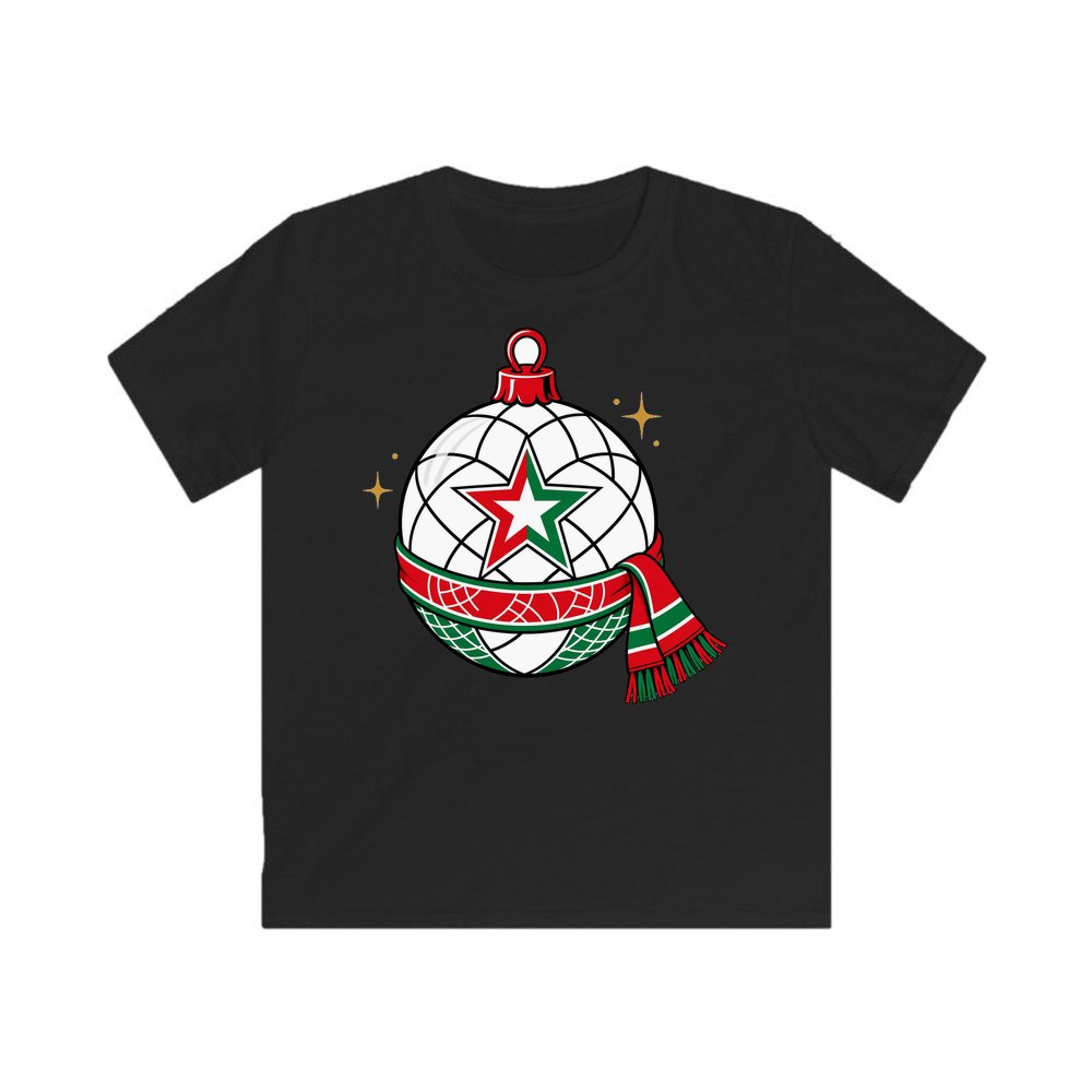 Netball Christmas Bauble personalised kids Christmas tee in black