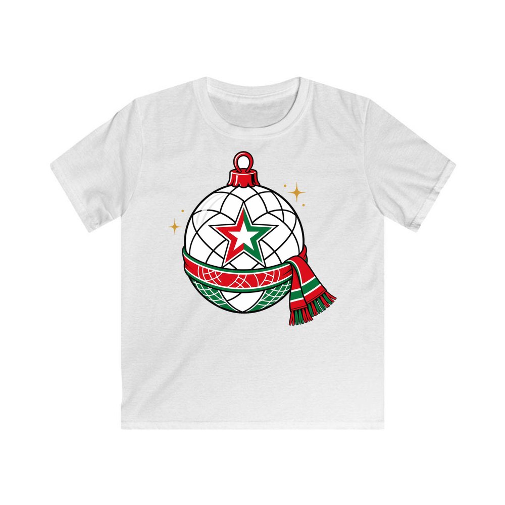 Netball Christmas Bauble personalised kids Christmas tee in white