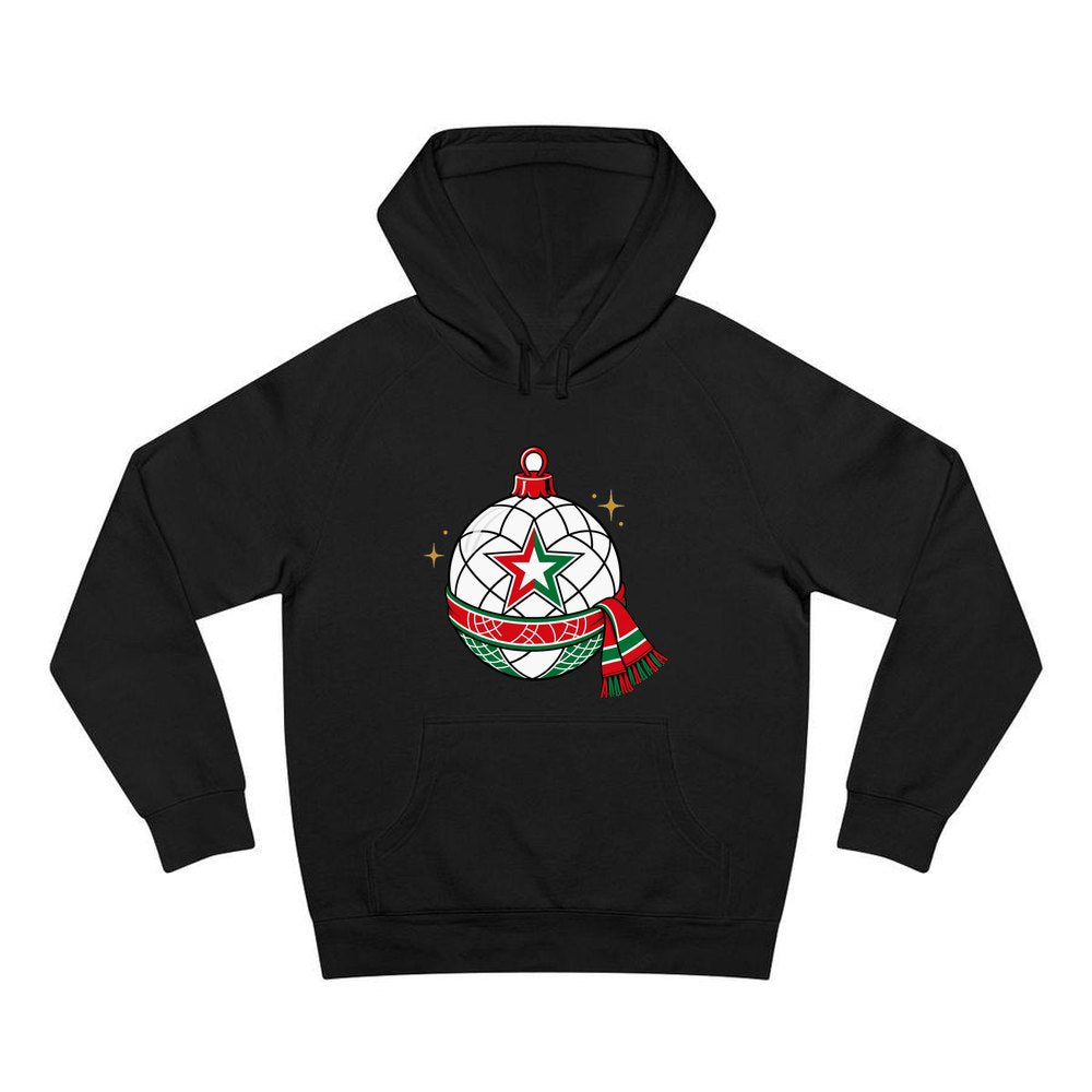 Netball Christmas Bauble personalised Christmas hoodie in black