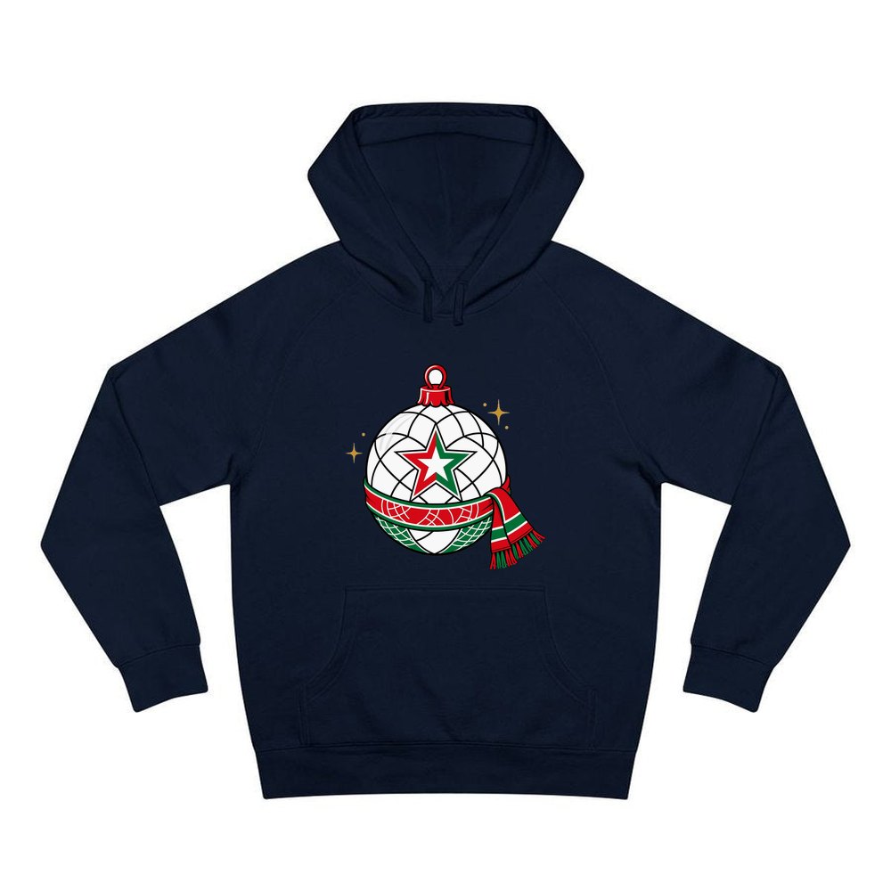 Netball Christmas Bauble personalised Christmas hoodie in navy