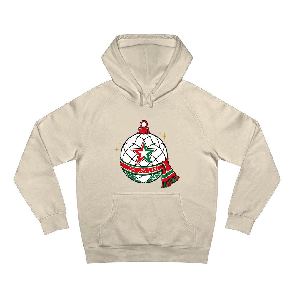 Netball Christmas Bauble personalised Christmas hoodie in sand