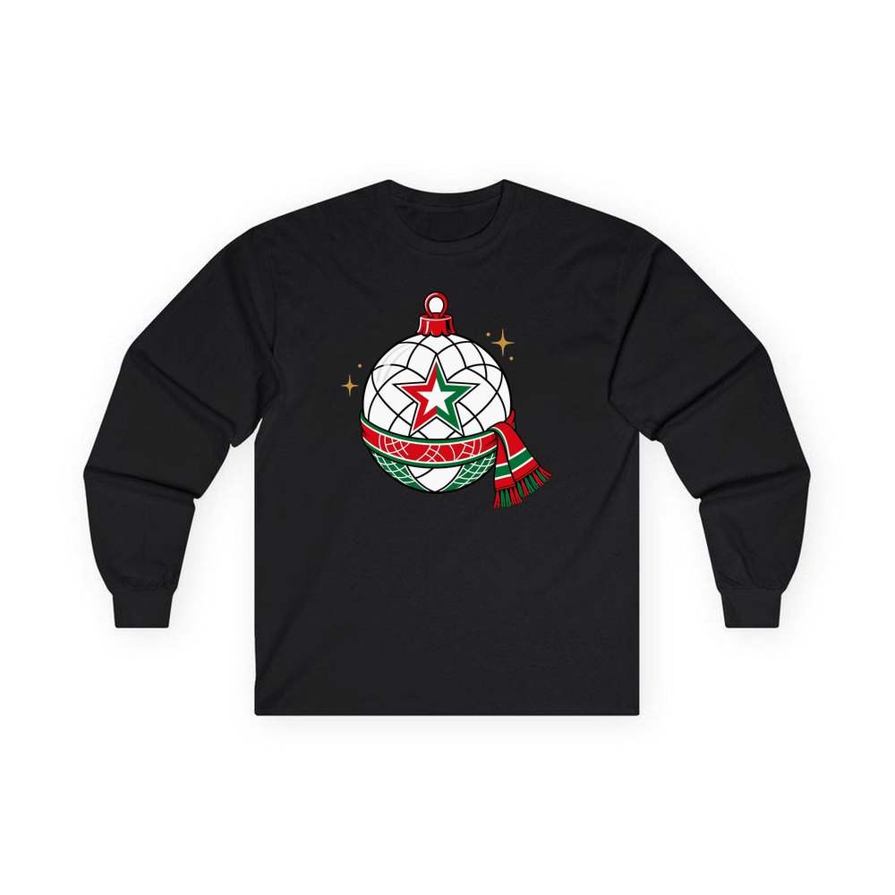 Netball Christmas Bauble personalised long sleeve Christmas T-shirt in black