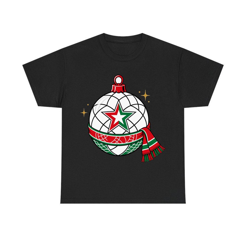 Netball Christmas Bauble personalised Christmas T-shirt in black