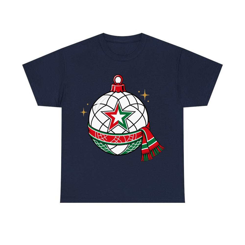 Netball Christmas Bauble personalised Christmas T-shirt in navy