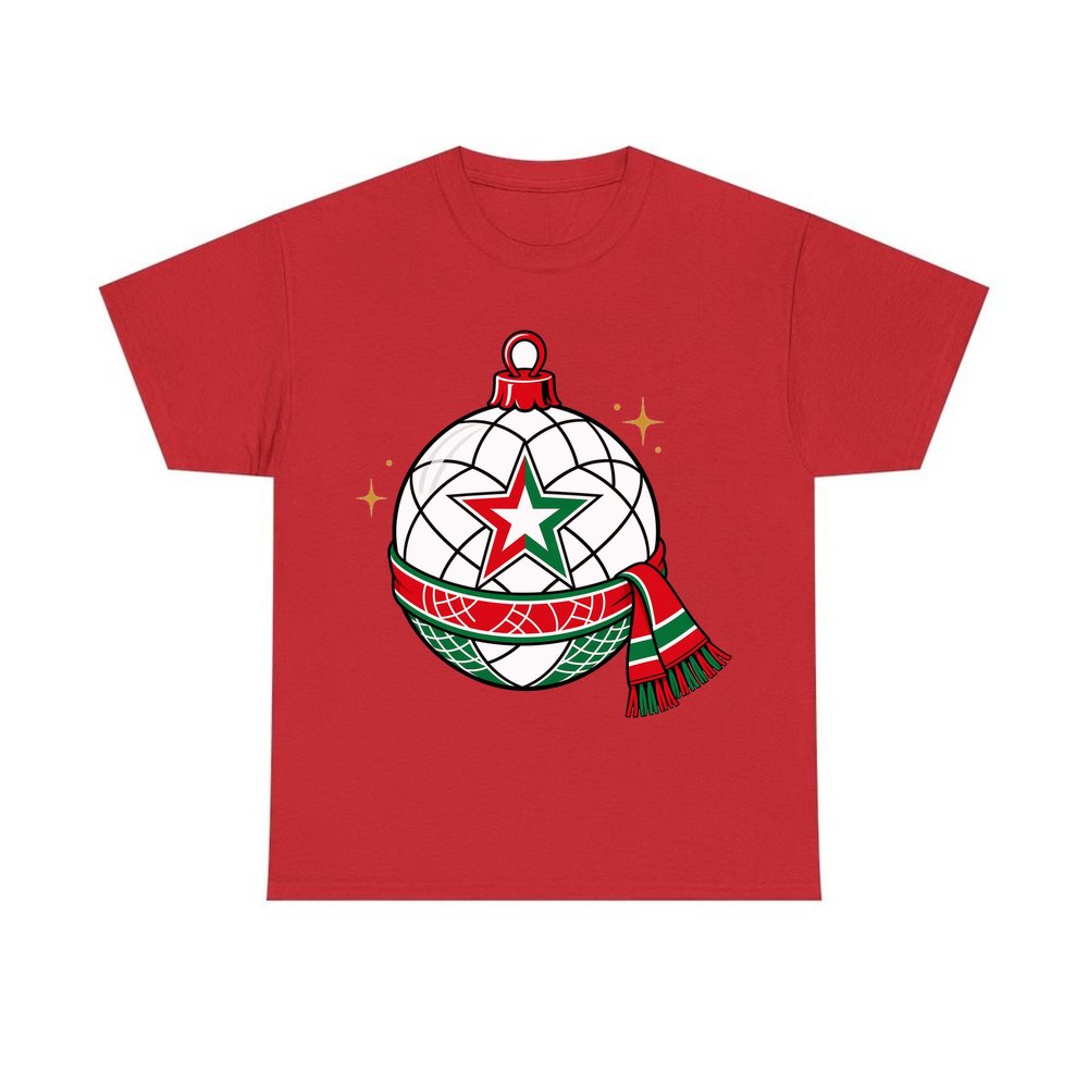 Netball Christmas Bauble personalised Christmas T-shirt in red