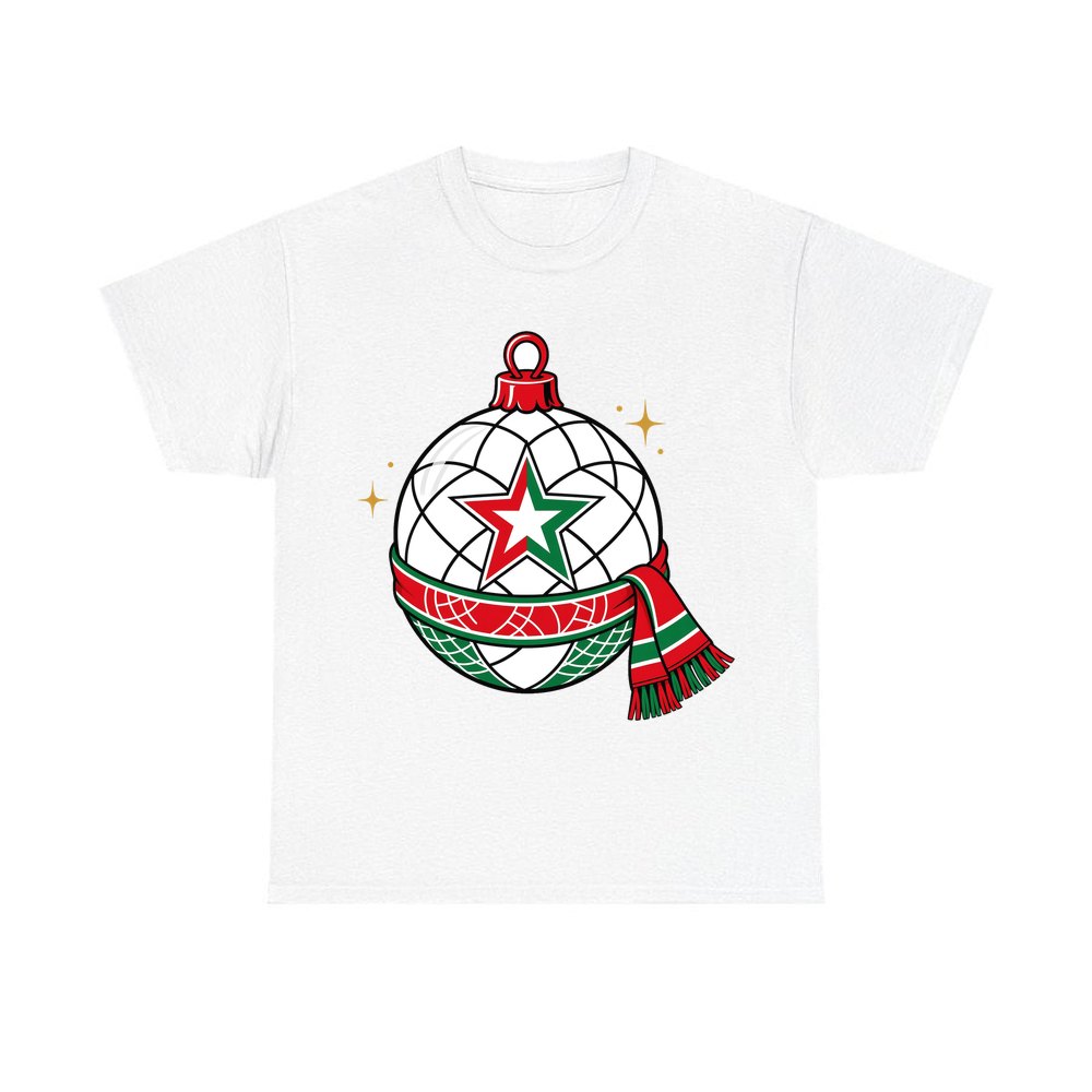Netball Christmas Bauble personalised Christmas T-shirt in white