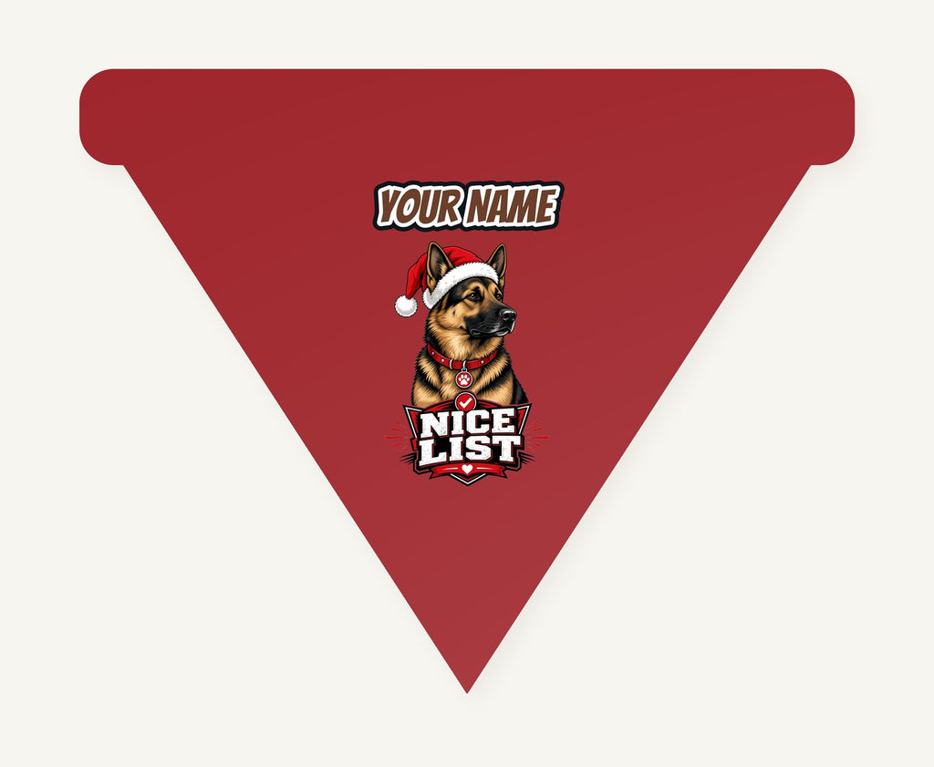 Nice List German Shepherd Personalised Christmas Dog Bandana