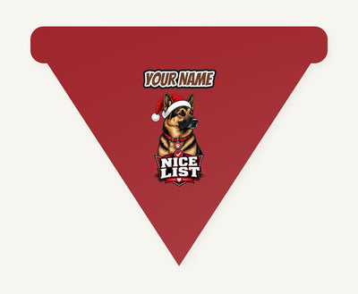 Nice List German Shepherd Personalised Christmas Dog Bandana