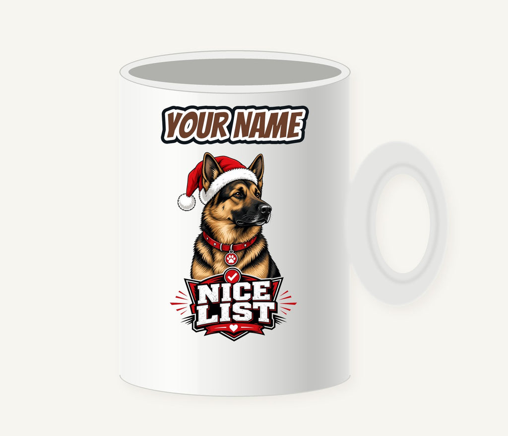 Nice List German Shepherd Personalised Christmas Mug