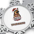 Nice List German Shepherd Personalised Pewter Christmas Ornament
