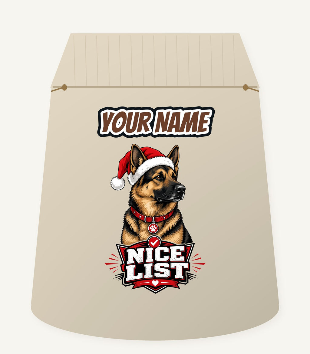 Nice List German Shepherd Personalised Santa Sack