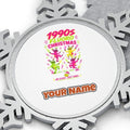 Nineties Fluoro Christmas Reindeer Personalised Pewter Christmas Ornament