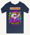 Nineties Fluro Rave Santa Personalised Kids and Baby Christmas Tee