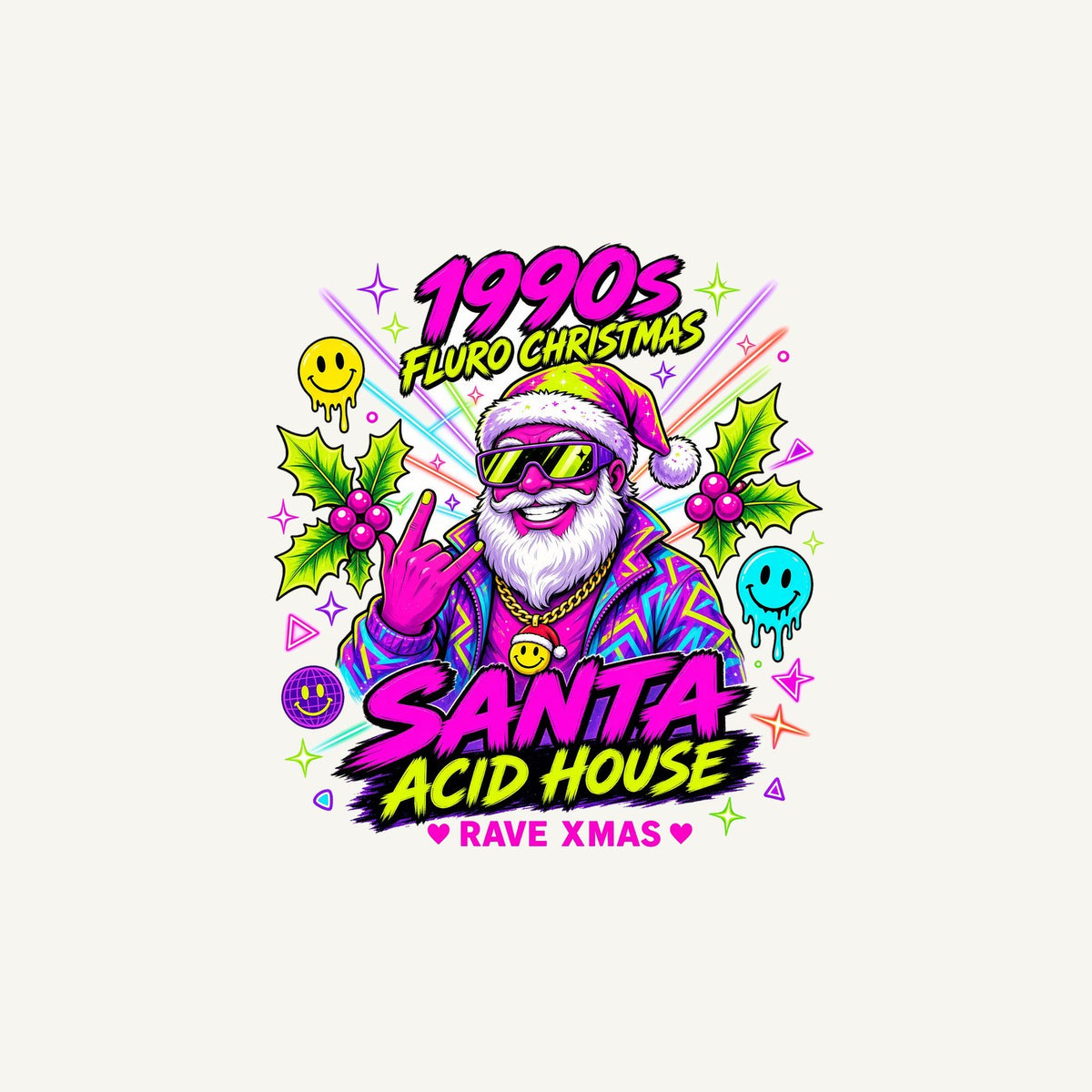 Nineties Fluro Rave Santa Personalised Christmas Mug