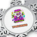 Nineties Fluro Rave Santa Personalised Pewter Christmas Ornament