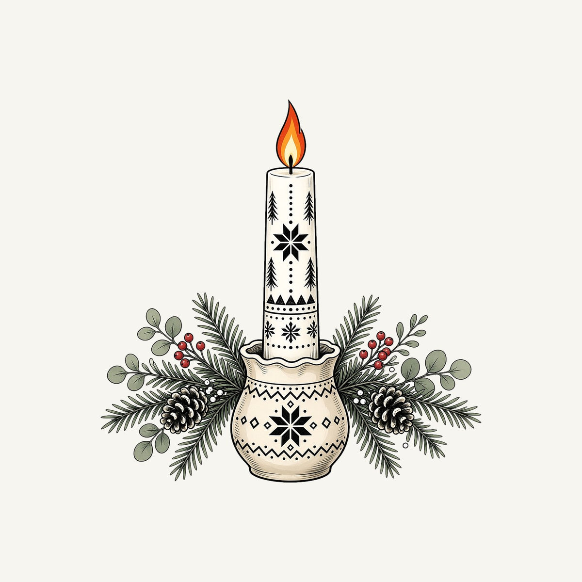 Nordic Candle And Pine Personalised Kids Tee and Baby Bodysuit