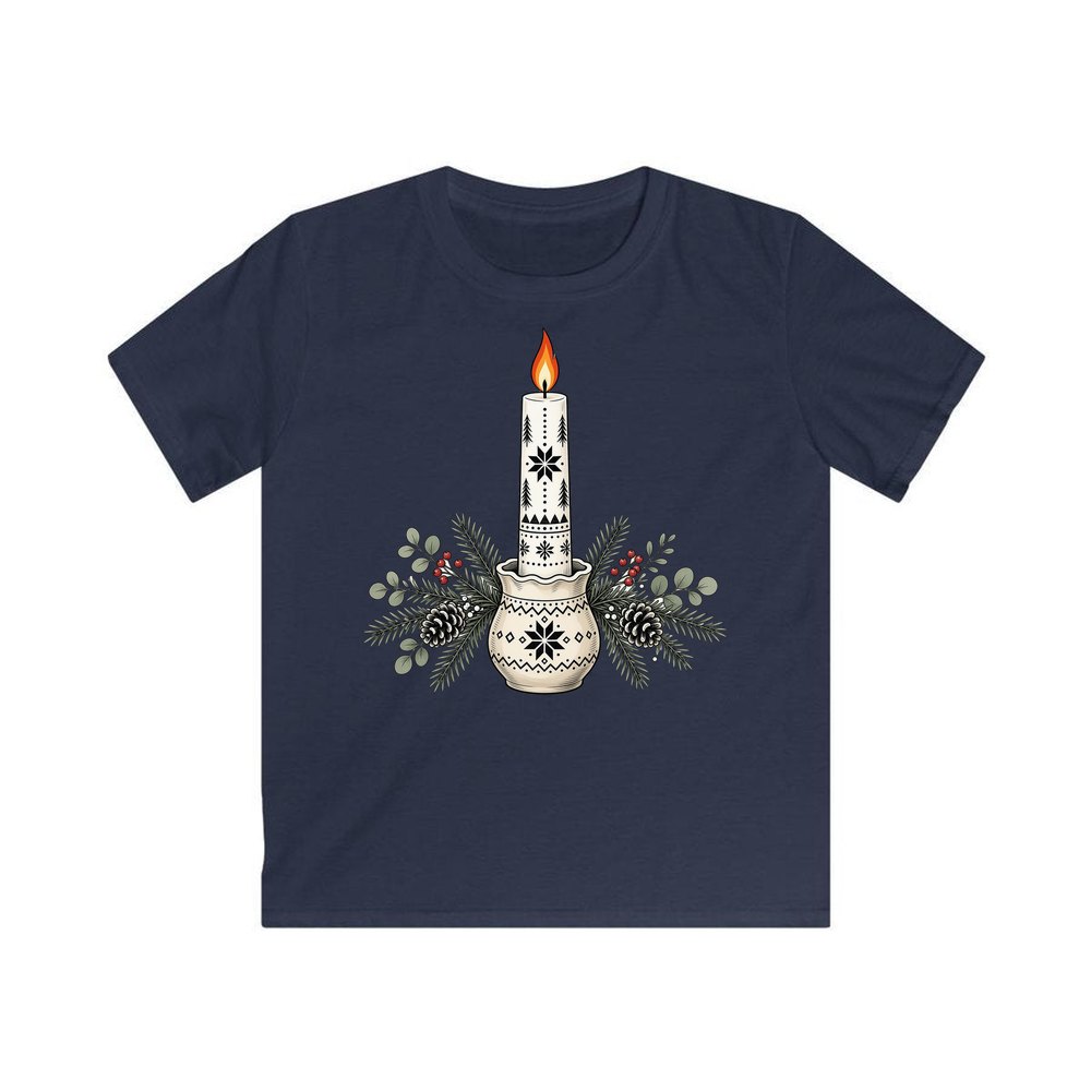 Nordic Candle And Pine personalised kids Christmas tee in navy