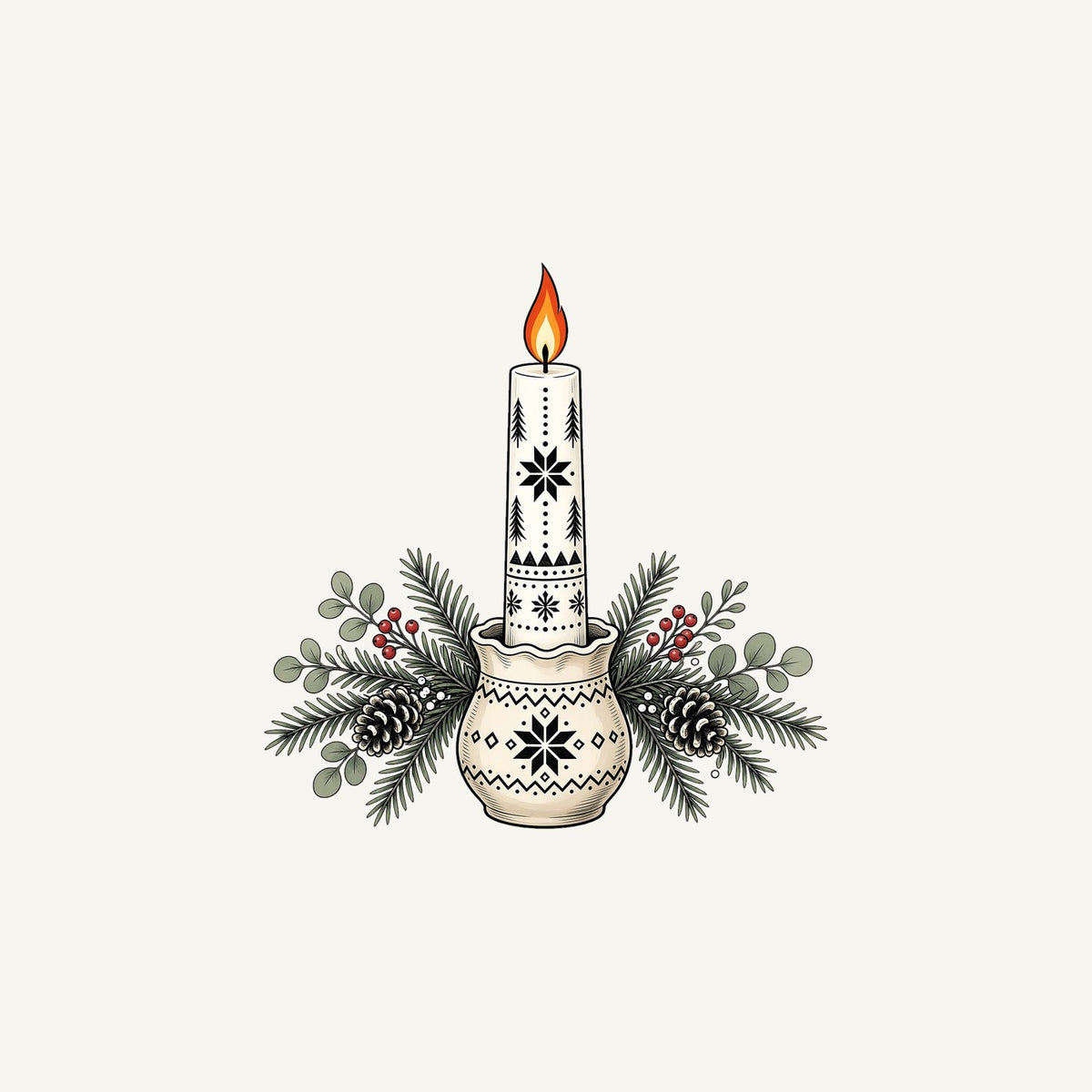 Nordic Candle And Pine Personalised Christmas Mug