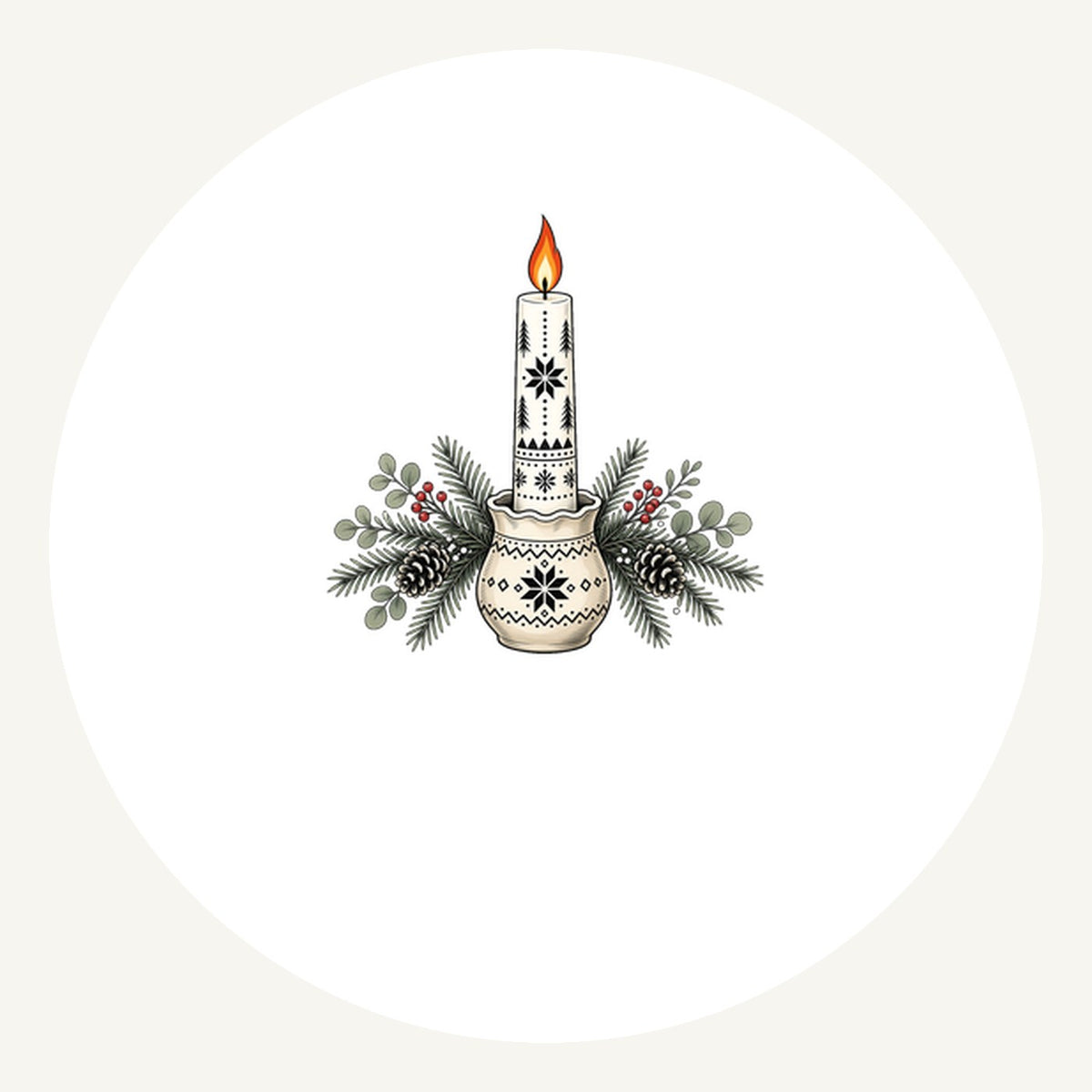 Nordic Candle And Pine Personalised Pewter Christmas Ornament