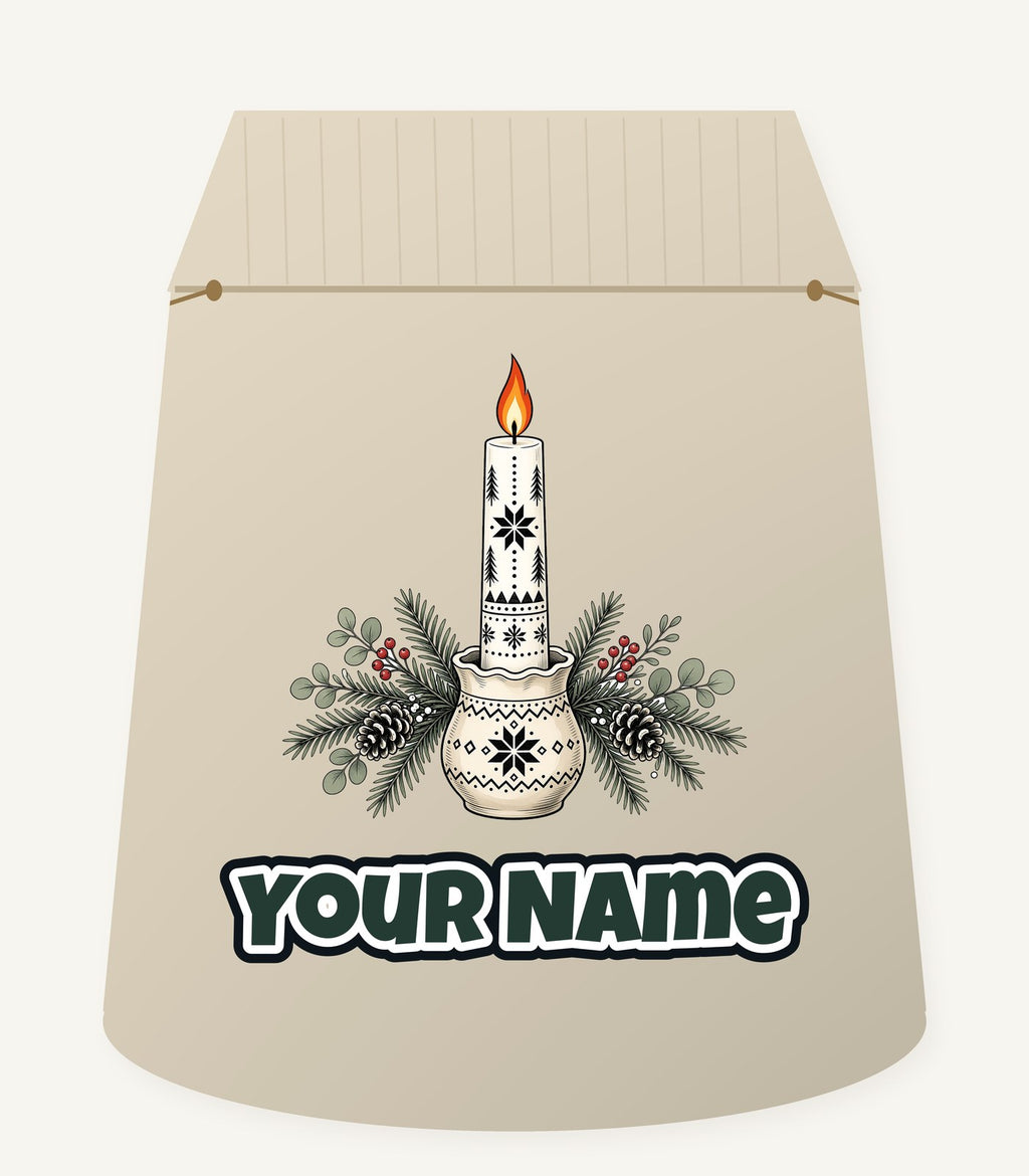 Nordic Candle And Pine Personalised Santa Sack