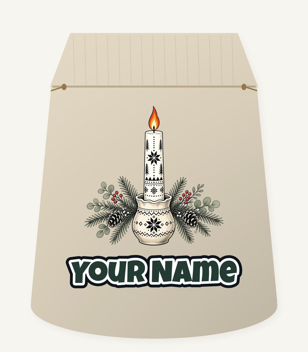 Nordic Candle And Pine Personalised Santa Sack