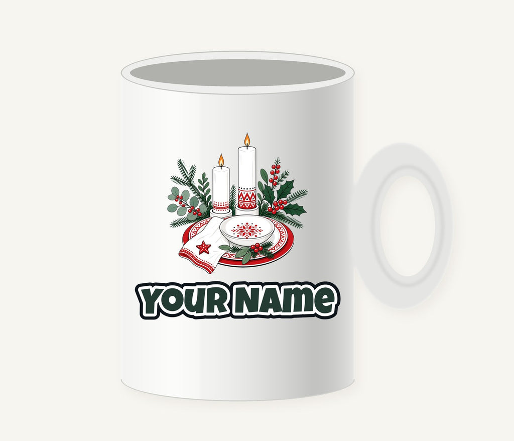Nordic Candles And Table Setting Personalised Christmas Mug