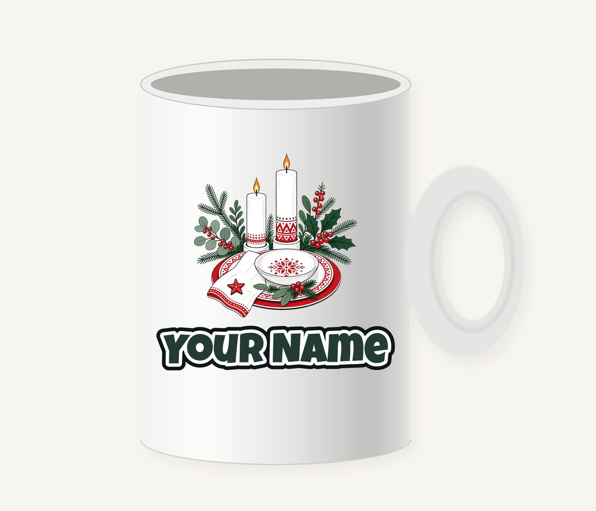Nordic Candles And Table Setting Personalised Christmas Mug