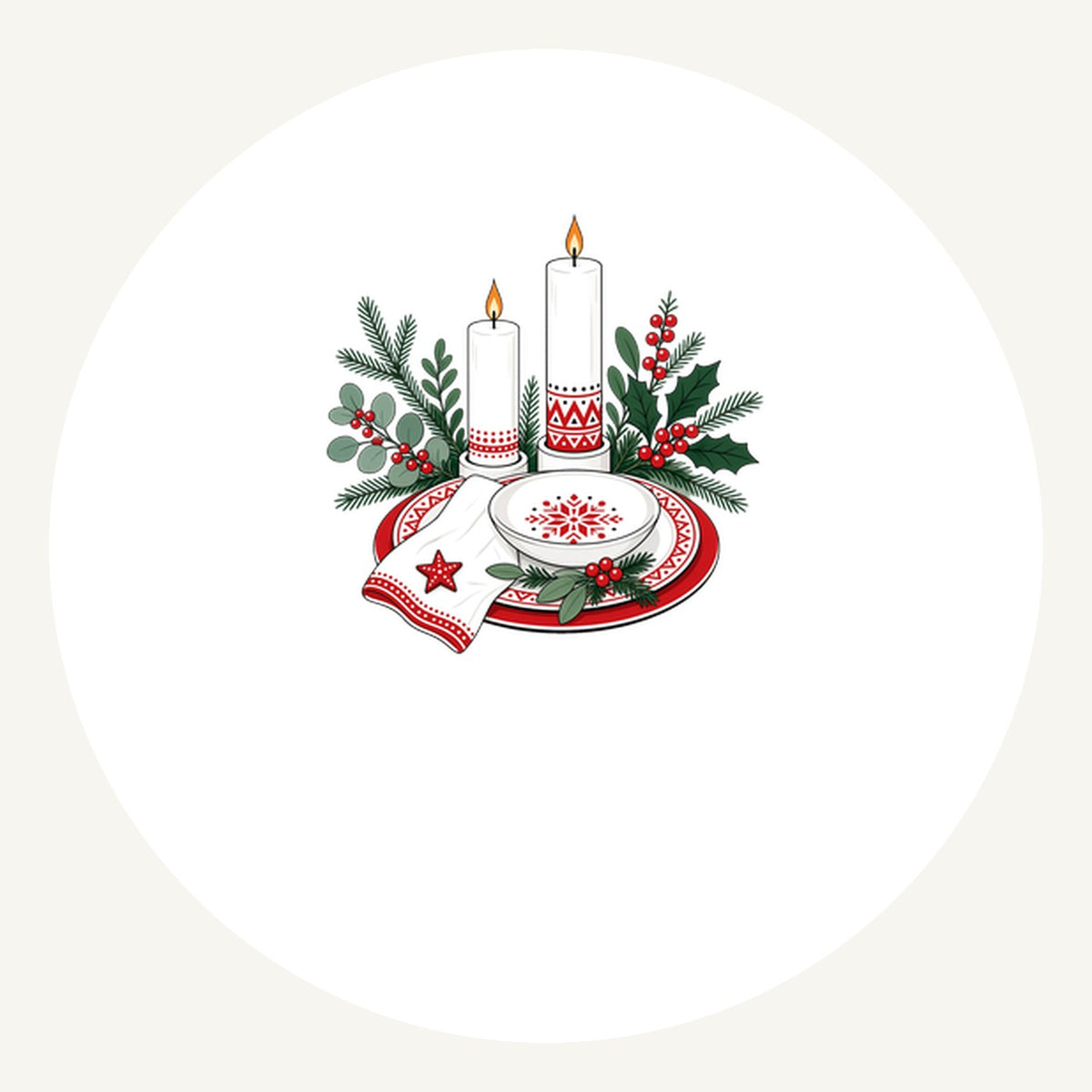 Nordic Candles And Table Setting Personalised Pewter Christmas Ornament