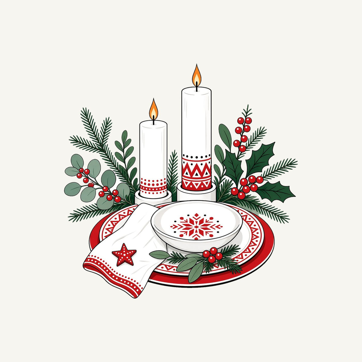 Nordic Candles And Table Setting Personalised Christmas T-Shirt and Hoodie
