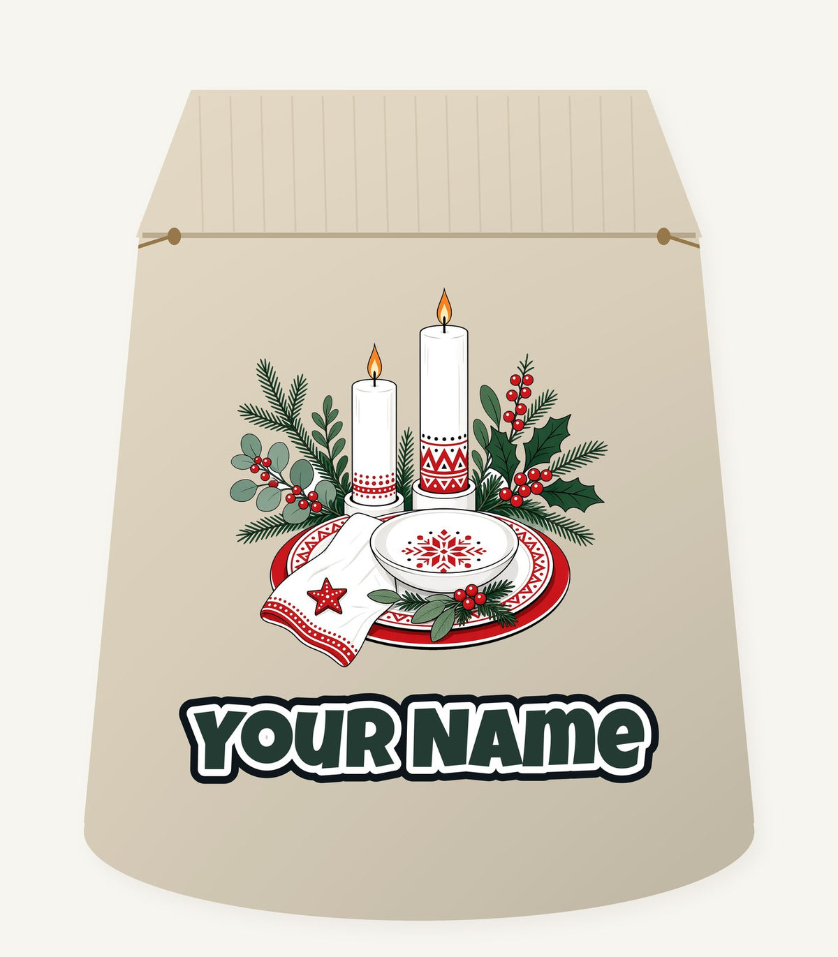 Nordic Candles And Table Setting Personalised Santa Sack