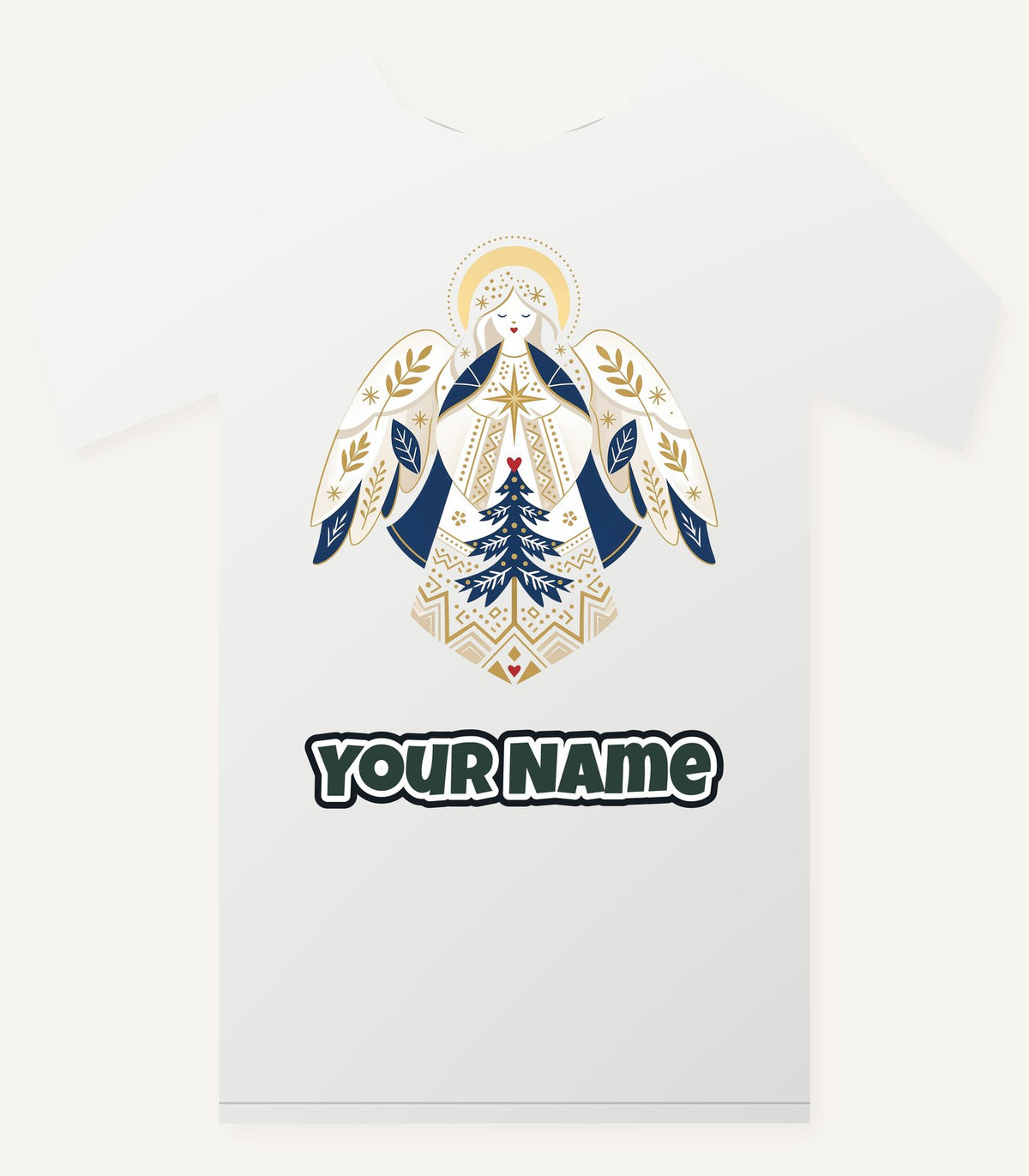 Nordic Folk Angel Personalised Christmas T-Shirt and Hoodie