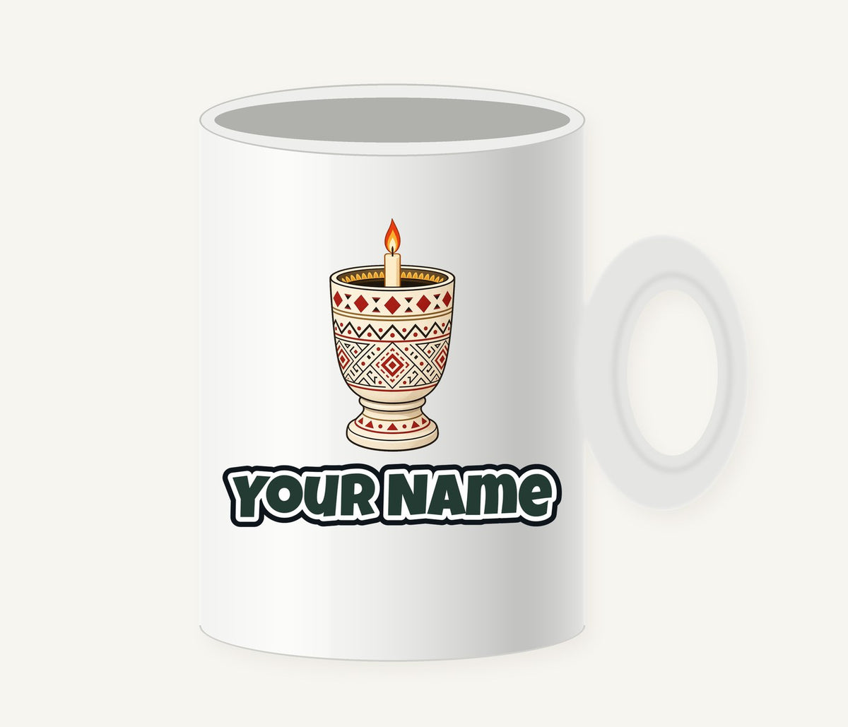 Nordic Folk Candle Cup Personalised Christmas Mug