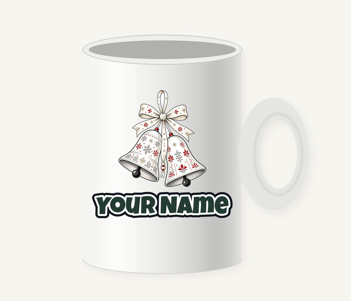 Nordic Folk Christmas Bells Personalised Christmas Mug