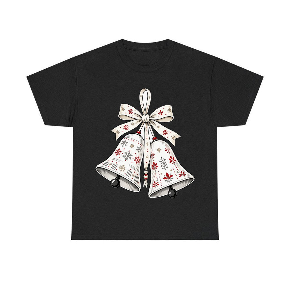 Nordic Folk Christmas Bells personalised Christmas T-shirt in black