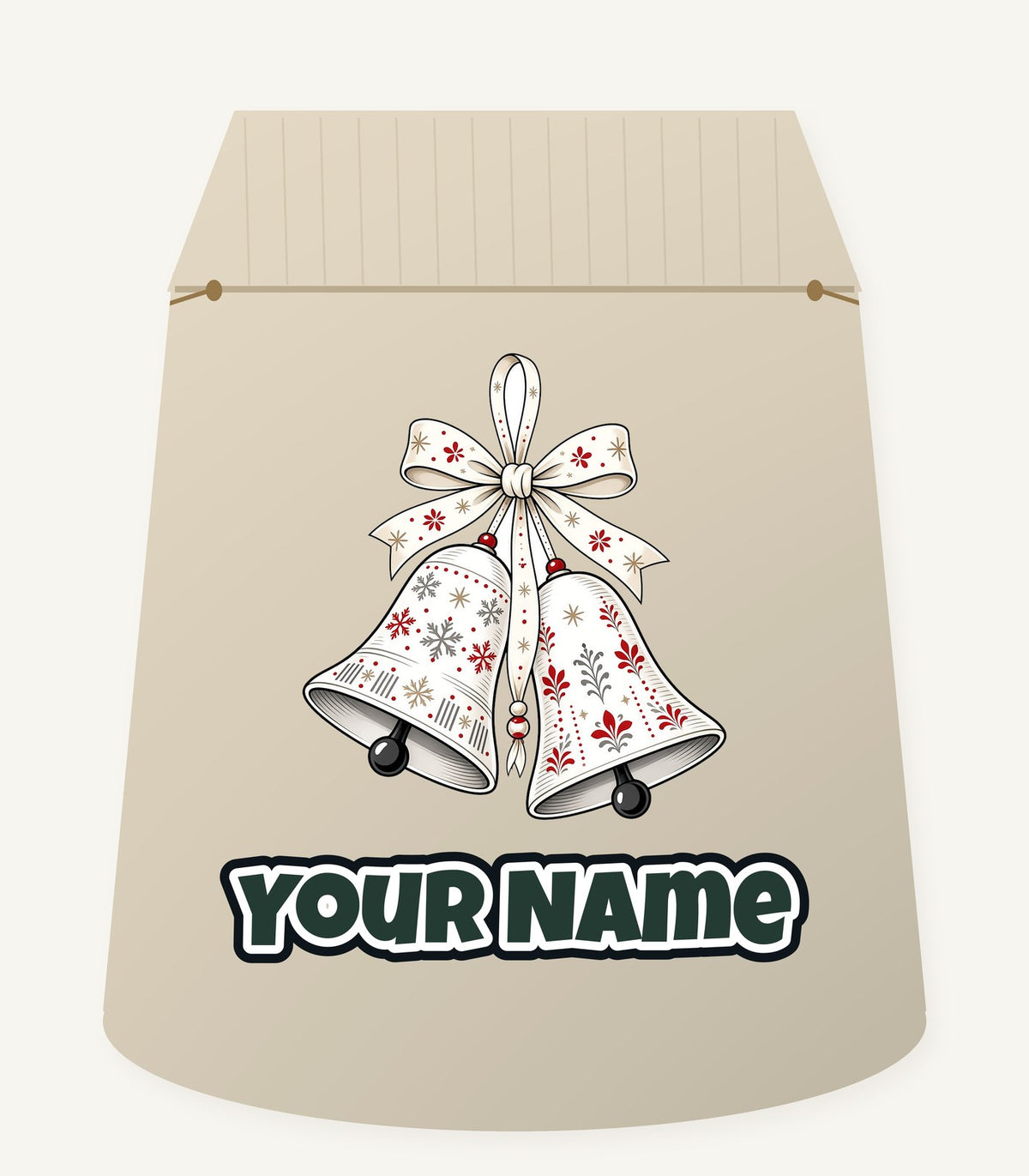 Nordic Folk Christmas Bells Personalised Santa Sack