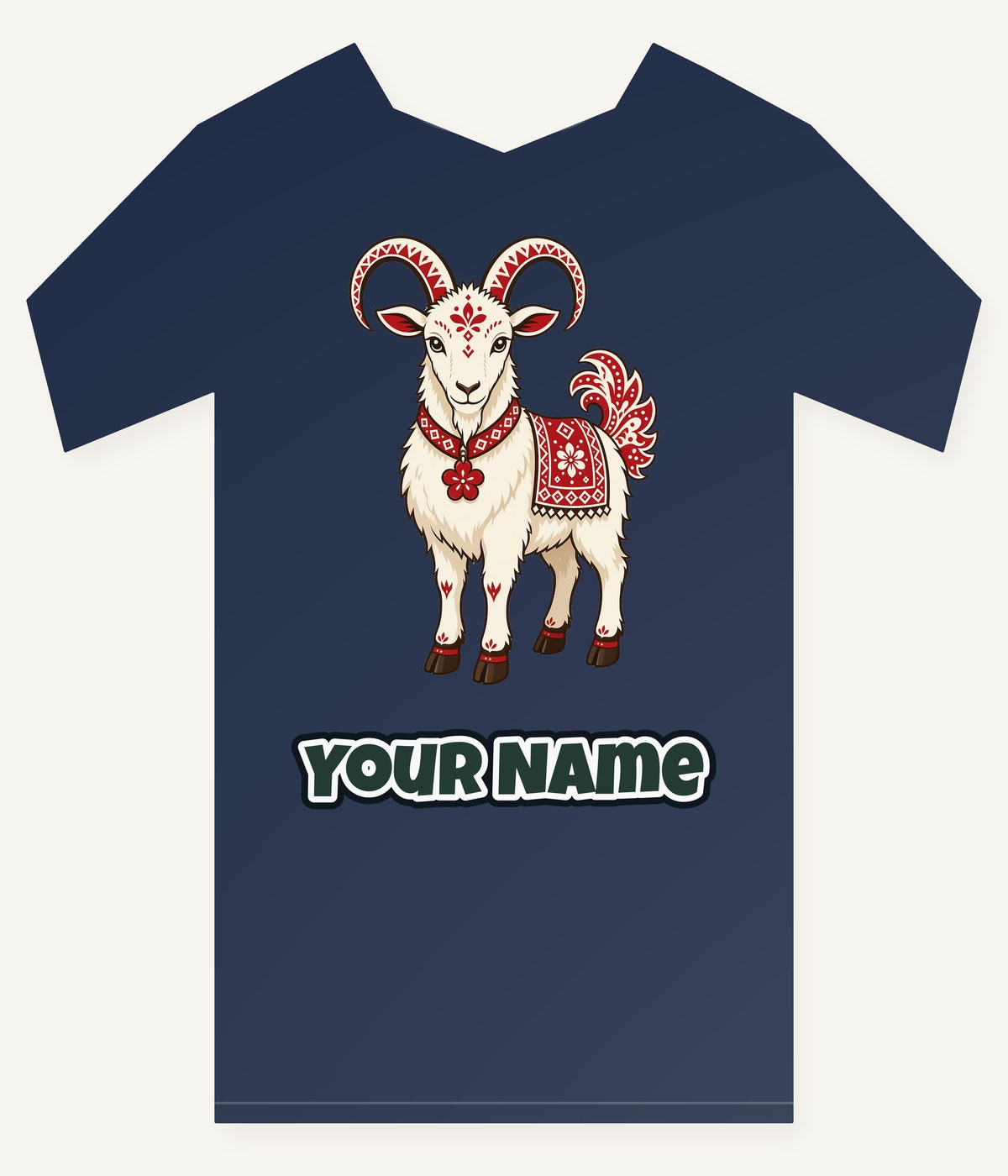 Nordic Folk Christmas Goat Personalised Kids Tee and Baby Bodysuit