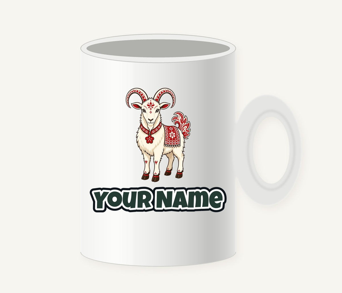 Nordic Folk Christmas Goat Personalised Christmas Mug