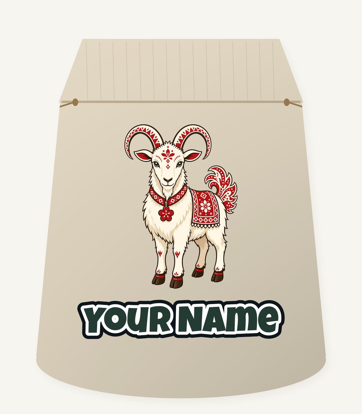 Nordic Folk Christmas Goat Personalised Santa Sack