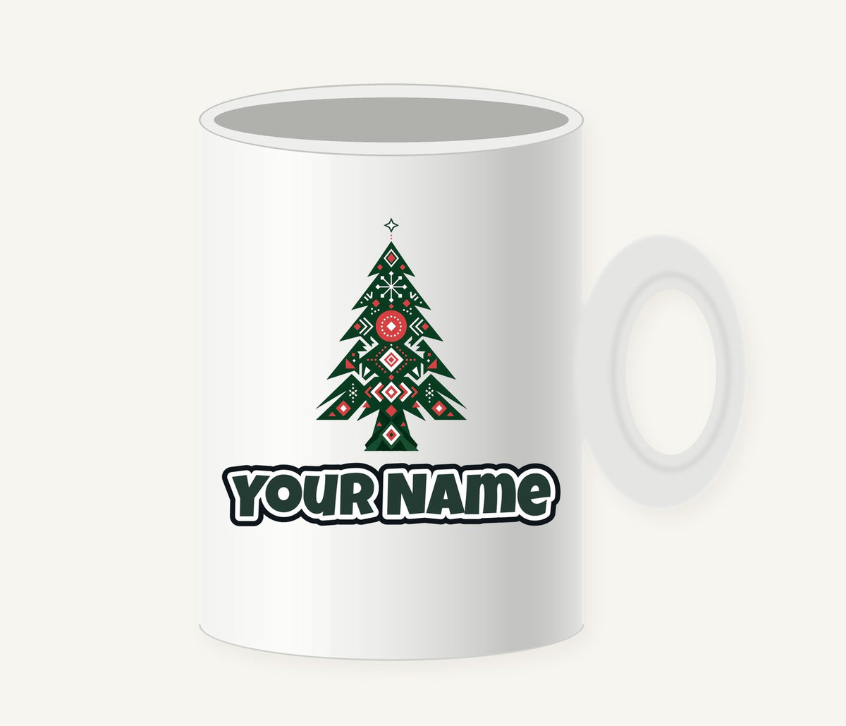 Nordic Folk Christmas Tree Personalised Christmas Mug