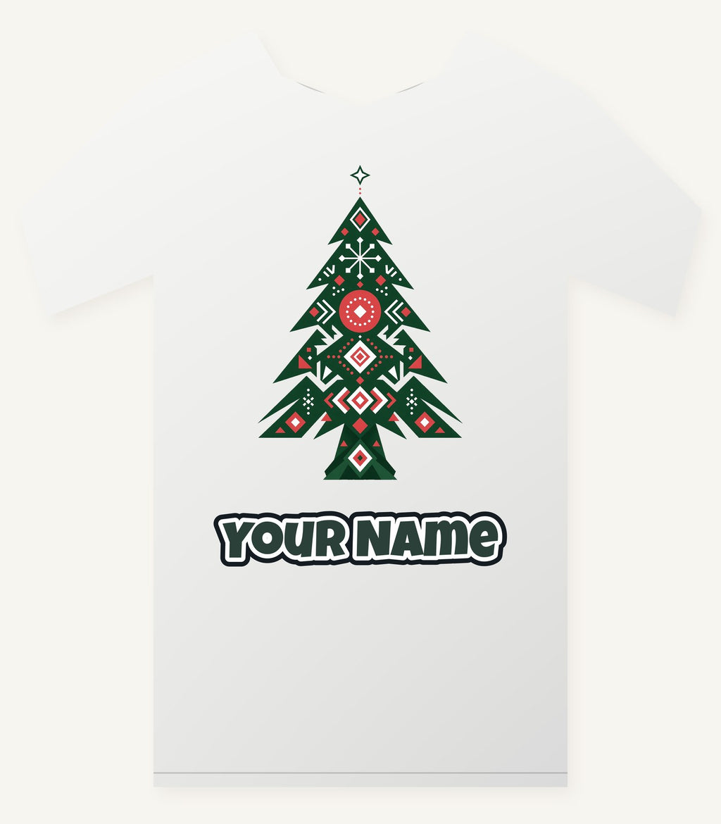 Nordic Folk Christmas Tree Personalised Christmas T-Shirt and Hoodie