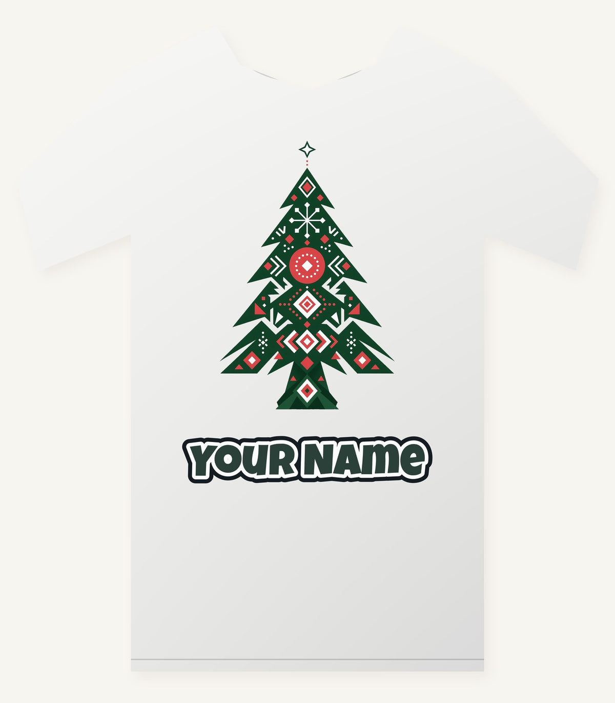 Nordic Folk Christmas Tree Personalised Christmas T-Shirt and Hoodie