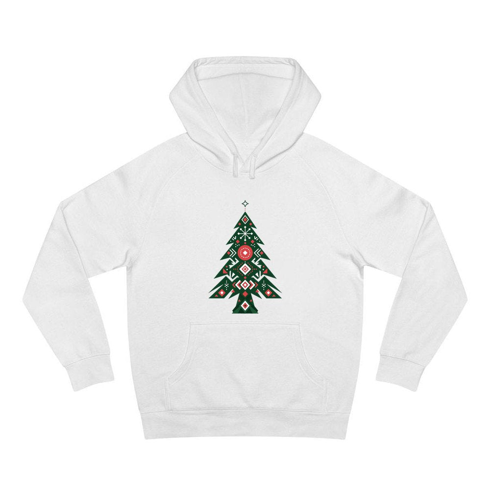Nordic Folk Evergreen personalised Christmas hoodie in white