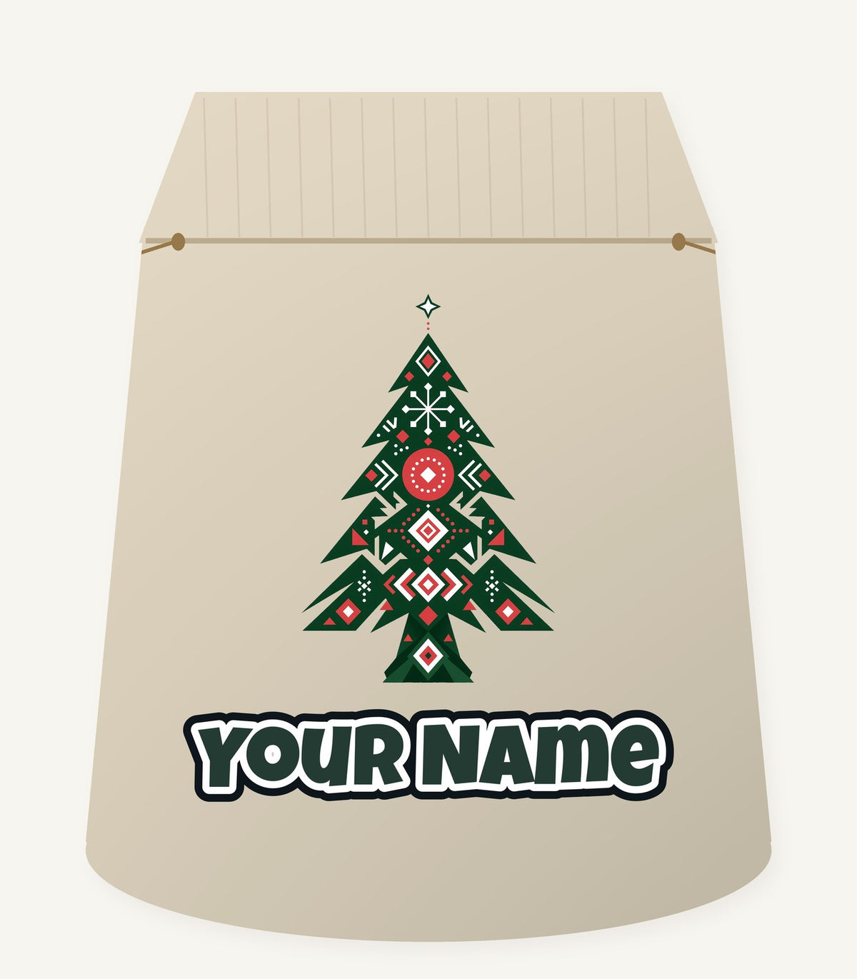 Nordic Folk Christmas Tree Personalised Santa Sack