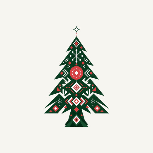 Nordic Folk Evergreen Christmas artwork, the design printed on the personalised Santa sack